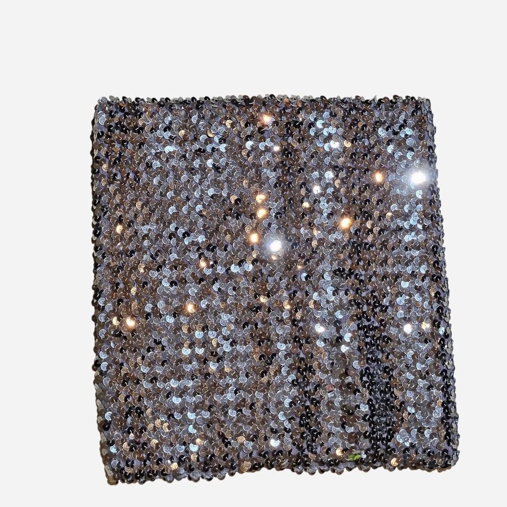 vintage boho festival silver sequin tube top